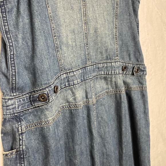 Free People Denim Maxi Dress Vintage Button Down Sleeveless Sz 12 - Picture 12 of 13